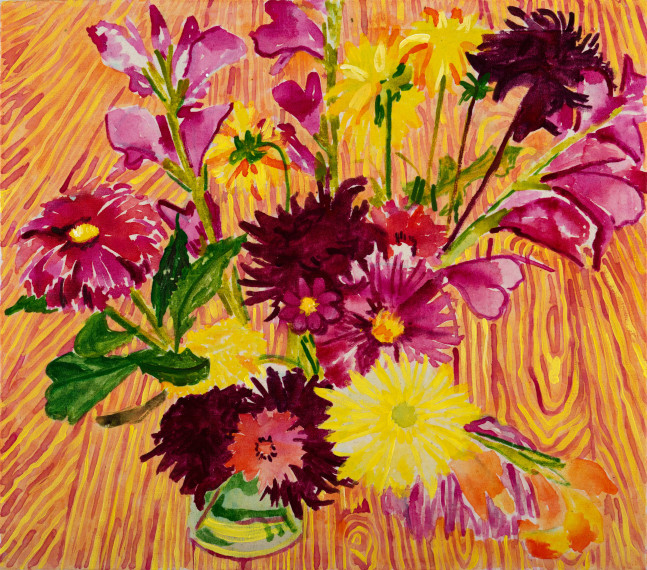 Still Life With Dahlias  21&quot; x 24&quot;  Acrylic On Canvas