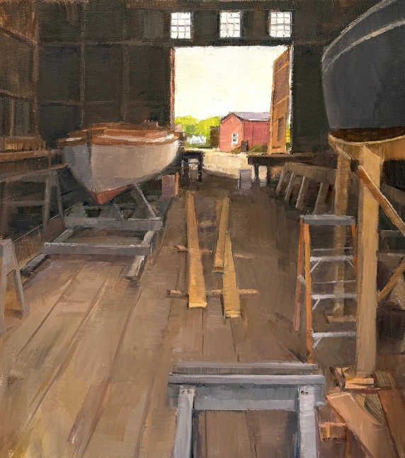 Mystic Boathouse  16&quot; x 14&quot;  Oil On Canvas
