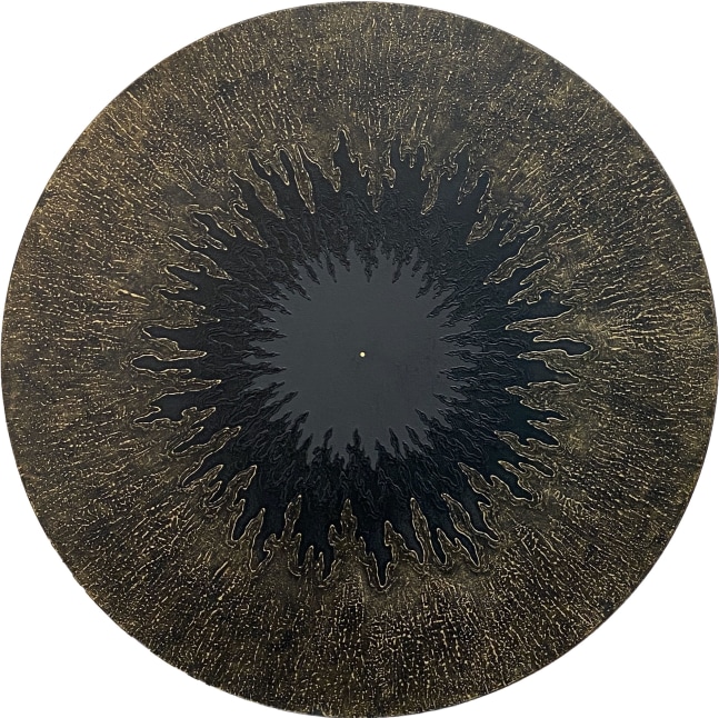 Atman 5  24″ Diameter  Abraded Acrylic And 23.5K Gold On Archival Wood Panel