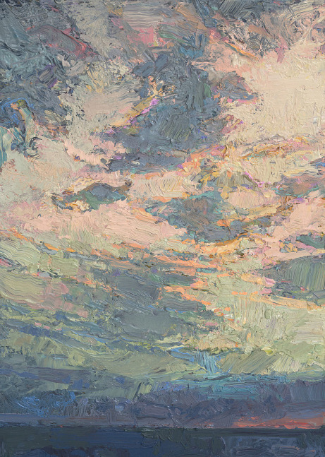 8pm Sky Study  7&quot; x 5&quot;  Oil On Clayboard