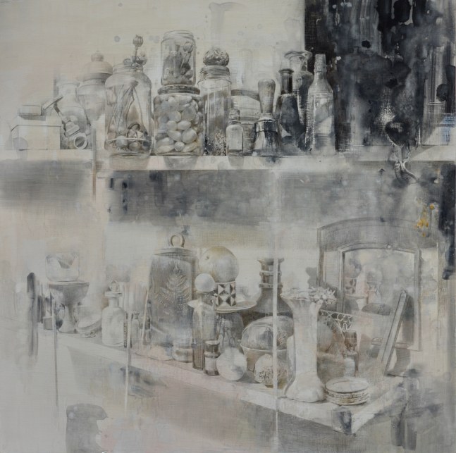 Shelf Life #3  32&quot; x 32&quot;  Silver, Gold, And Copper Points On Casein With Ink Wash