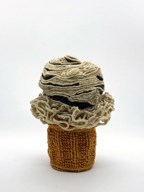 Mocha Ice Cream Cone   7&quot; x 6&quot; x 6&quot;   Waxed Linen And Cotton