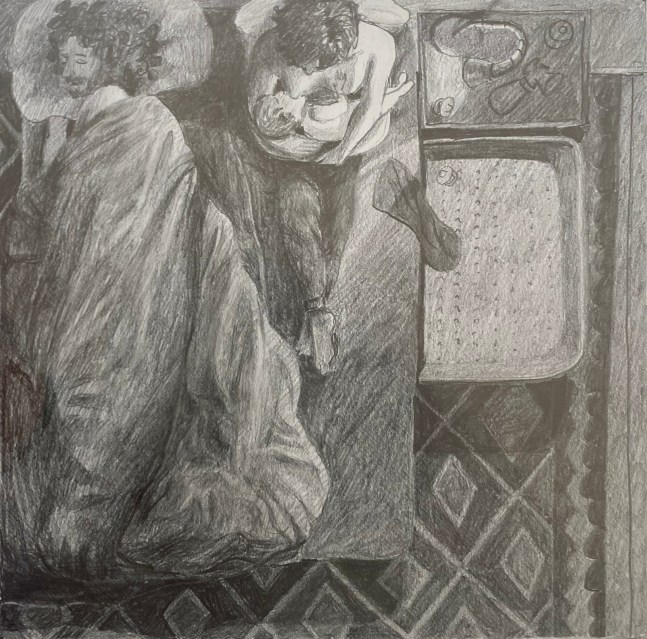 Night Nursing Study  7&quot; x 7&quot;  Graphite On Paper