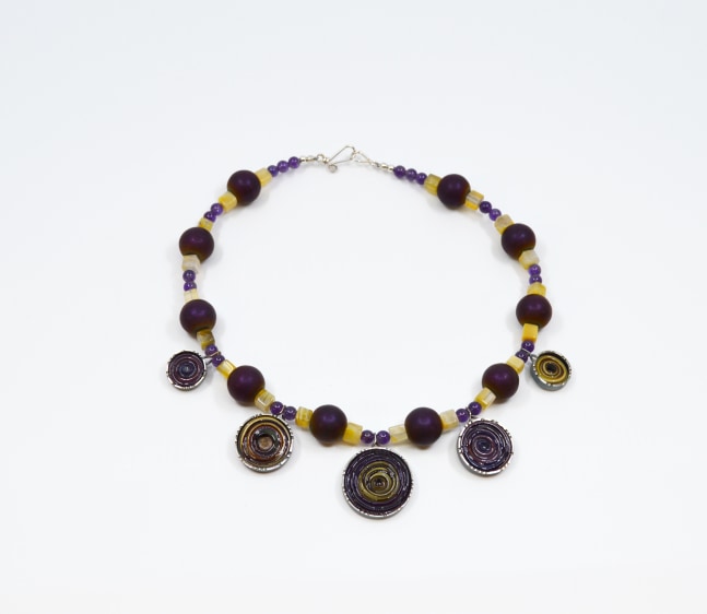 Margery Cooper, Purple Haze, Necklace  18.5&quot;   Sterling Silver, Glass, Agate