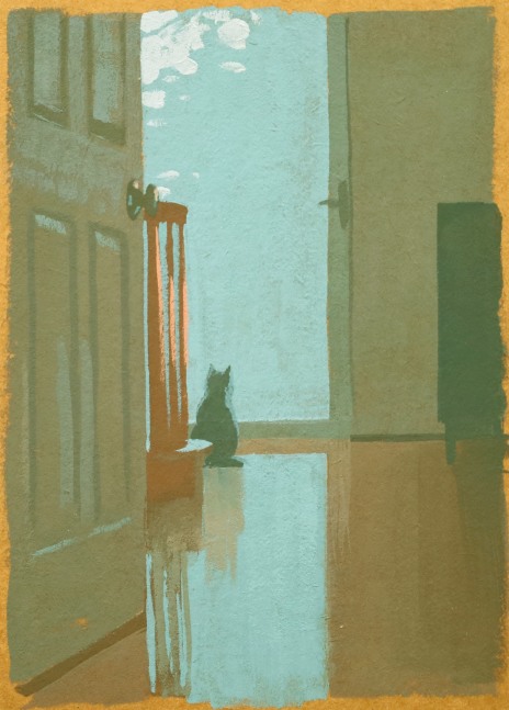 Hallway Study  5&quot; x 7&quot;  Gouache On Shellac Paper