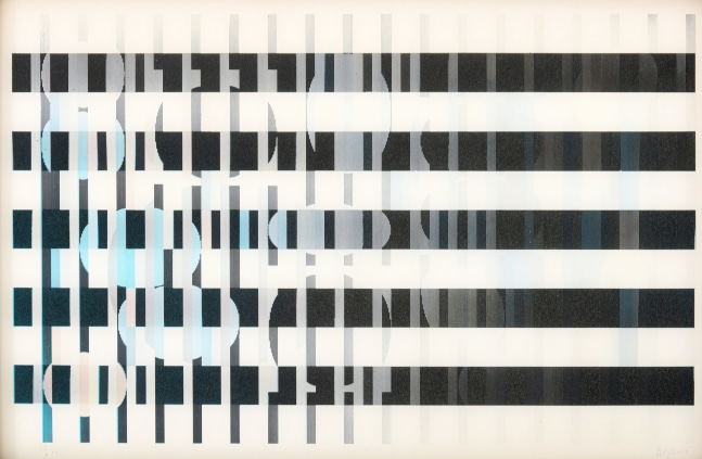 Yaacov Agam, Agamograph #123, c. 1960, screenprint on acrylic, 12 x 17 inches, edition 28 of 99, Yaacov Agam art for sale at Manolis Projects Art Gallery, Miami, Fl