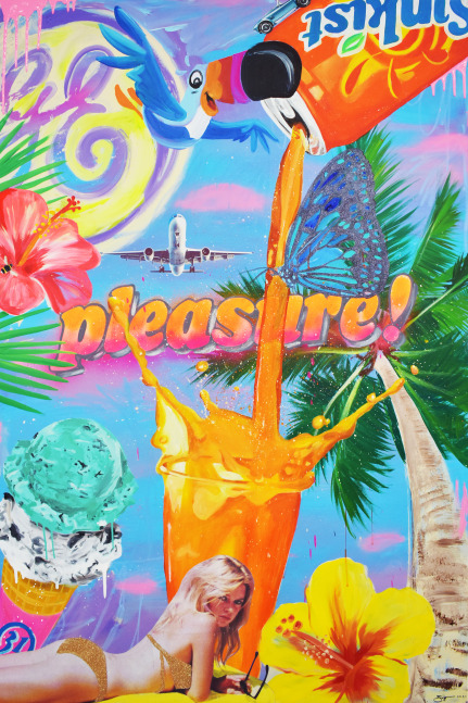 Jojo Anavim, Pleasure (Spring Break), Mixed Media Painting on canvas, Jojo Anavim for sale at Manolis Projects art gallery, Miami, Fl.