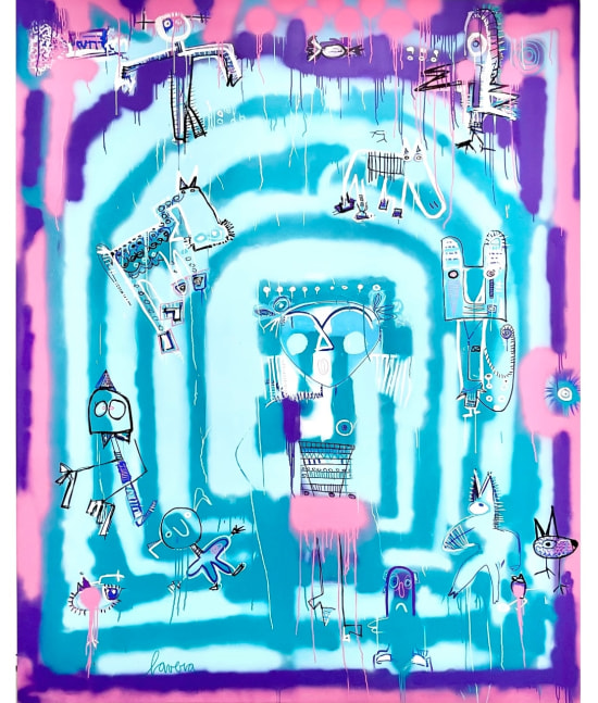 Fernanda Lavera, Pared Dulce, 2020, 94.5 x 78.75 inches, Acrylic on canvas, For sale at Manolis Projects Art Gallery, Miami Fl