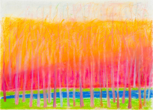 Wolf Kahn (American, 1927-2020), Trees over Magenta, Pastel on paper, 22 x 30 inches