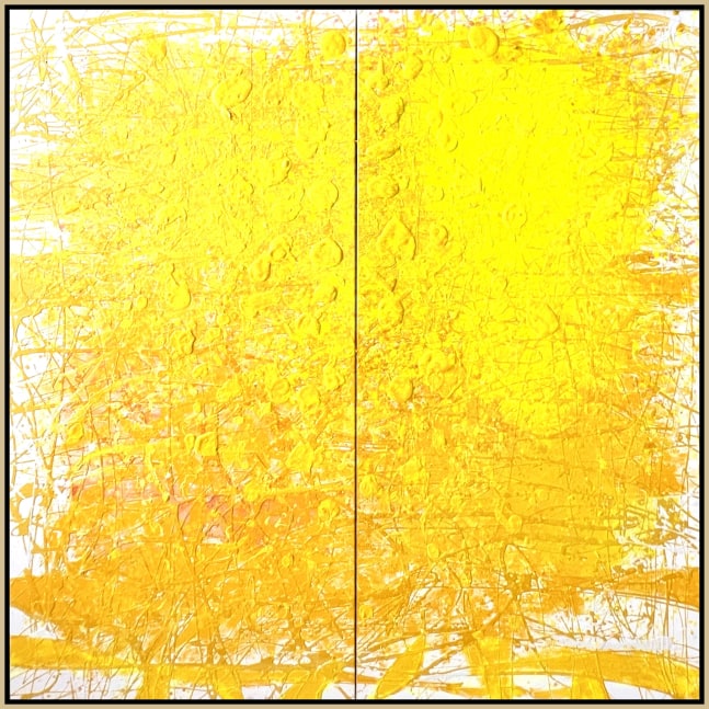 J. Steven Manolis, IN PRAISE OF COLOR (Yellow SUNSHINE), 2025, An Homage to Wolf Kahn, Vitreous acrylic and latex enamel on canvas, 72 x 72 inches