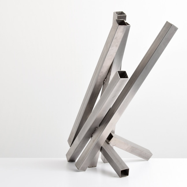 Tony Rosenthal, N.A. Crocus, 1979, Sculpture of Welded Stainless Steel, 33.5 x 24 x  20 inches, Tony Rosenthal sculpture For sale at Manolis Projects Gallery Miami, FL