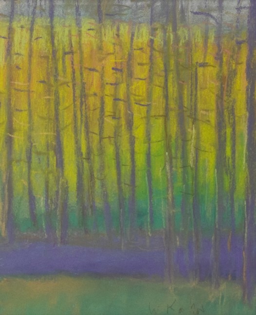 Yosemite Pines, is an original Wolf Kahn pastel for sale at, Manolis Projects Gallery. This pastel is of a classic example of Wolf Kahn trees in purple and yellow and was completed in 1993. This pastel on paper is 10 inches high x 8 inches wide. This artwork is a classic example of Kahn’s style as it features the fusion of color, spontaneity, and loose strokes, which create the luminous and vibrant atmospheric rural New England landscapes and color fields. Kahn’s unique blend of American Realism and the formal discipline of Color Field painting sets the work of Wolf Kahn apart from his contemporaries. It is one of many original Wolf Kahn artworks for sale at Manolis Projects Gallery Miami.