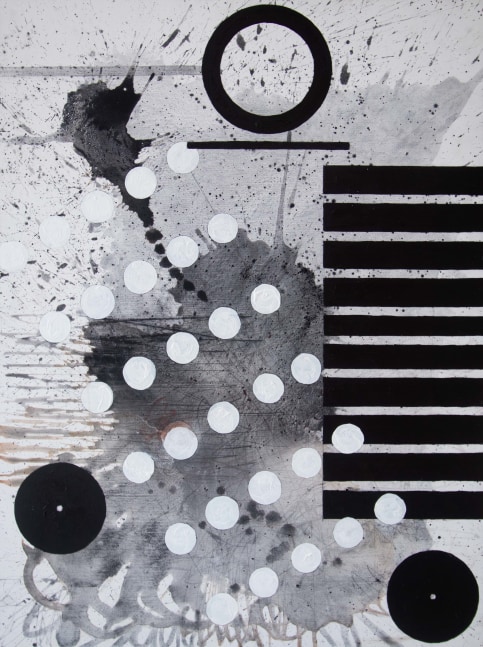 J. Steven Manolis' Black and white abstract wall art, &quot;Black and White ’22 II,&quot; 2022, Acrylic on canvas, 40 x 30 inches, available for sale at manolis projects gallery, Miami, Florida