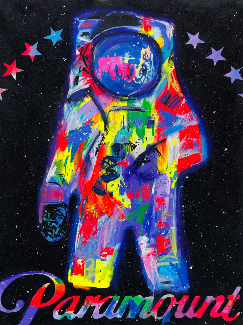 Jojo Anavim, Moonman, 2020, Acrylic, Oil stick and Diamond dust on canvas, 40 x 30 inches, Jojo Anavim art, Jojo Anavim for sale at Manolis Projects Art Gallery, Miami, Fl
