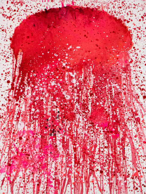 J. Steven Manolis, Jellyfish (REDWORLD), 2020, 40 x 30 inches, Acrylic on canvas, Abstract expressionism art, Jellyfish painting for sale at Manolis Projects Art Gallery, Miami, Fl