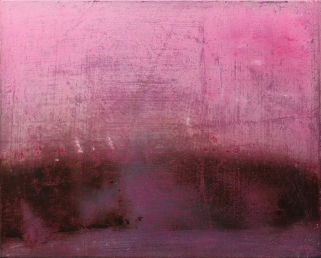Maite Nobo's pink and black abstract painting, &quot;The Canon,&quot; painted in 2022 with mixed media on canvas totaling 24 inches high by 36 inches wide.