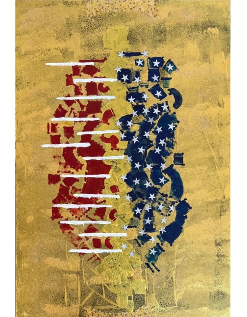 MYRTHO CELESTIN, ABSTRACT EXPRESSIONISM, AMERICAN FLAG, 4TH OF JULY