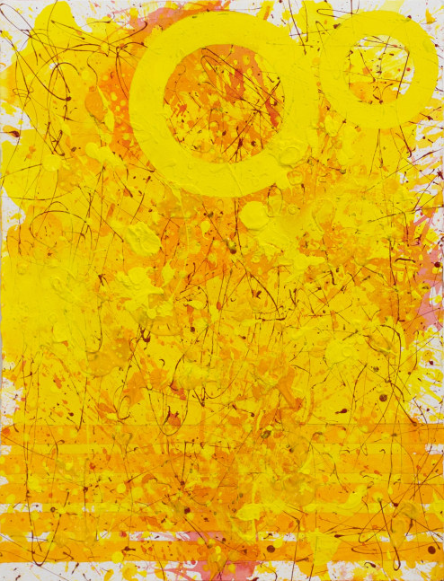 J. Steven Manolis, Sunshine 2020 (30.22.02), 2021, Acrylic and latex enamel on paper, 30 x 22 inches, Sunshine Art, Yellow Abstract art for Sale at Manolis Projects Art Gallery, Miami Fl