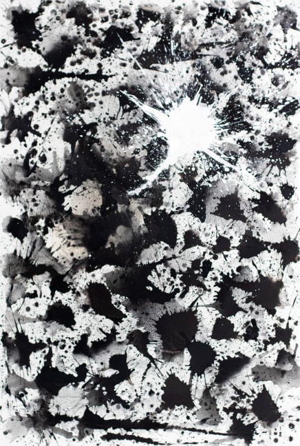 J. Steven Manolis, Black &amp; White (MMLM), 2020, 72 X 48 inches, Acrylic on Canvas, Large Black and White Wall Art, Black and White Abstract painting