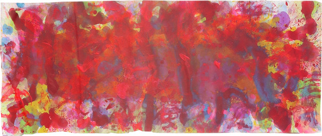 J. Steven Manolis, REDWORLD-Extravaganza, 2015, Acrylic and watercolor on paper, 9.5 x 23.5 inches(with-frame), Framed size 15.625 x 30.25 inches, Red Abstract Art, Abstract expressionism art for sale at Manolis Projects Art Gallery, Miami, Fl