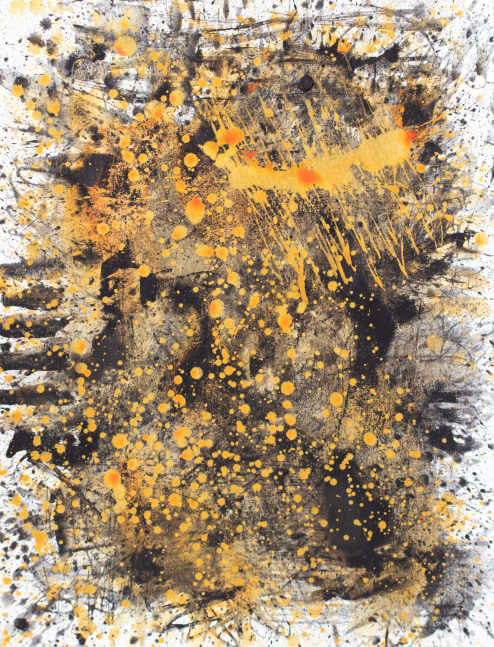 J. Steven Manolis, Metallica (Gold, Black &amp; White) 3, 2021, Watercolor and Acrylic on paper, 30 x 22 inches, metallic watercolor wall art