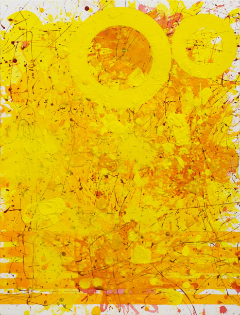 J. Steven Manolis, Sunshine (30.22.01), 2021, Watercolor, Acrylic and latex enamel on paper, 30 x 22 inches, Sunshine Art, Yellow Abstract art for Sale at Manolis Projects Art Gallery, Miami Fl