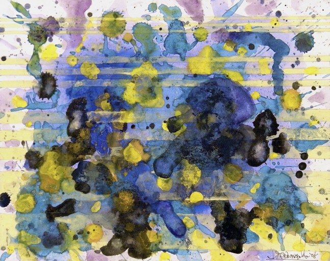 j. Steven Manolis, Water Rhapsody: Sun &amp; Water (RJ's Southampton Beach), 2008, watercolor painting on paper, 11 x 14 inches(framed), Abstract Water Art, Abstract Expressionism art for sale at Manolis Projects Art Gallery, Miami, Fl