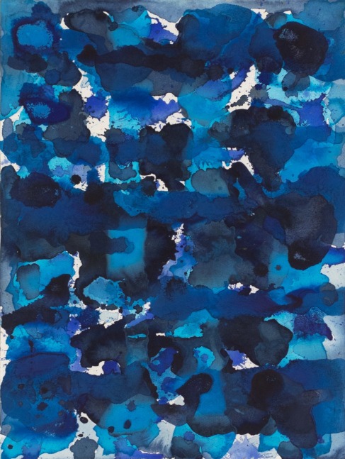 J. Steven Manolis, Deep Pacific Blue, 2007, watercolor painting on paper, 12 x 16 inches, Blue abstract art, Abstract expressionism art for sale