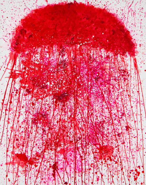 J. Steven Manolis, Jellyfish (REDWORLD), 2020, 60 x 48 inches, Acrylic on canvas, Acrylic Jellyfish painting, Jellyfish paintings for sale at Manolis Projects Art Gallery, Miami, Fl