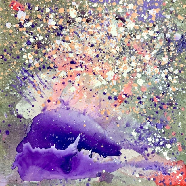 J. Steven Manolis, In Praise of Color (Presenting Miami #1), 2025, 30 x 30 inches, Vitreous acrylic on canvas