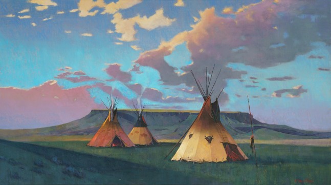 Fort Mountain Tipis, 2024
Oil on canvas
40 x 70 inches

AVAILABLE