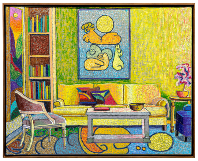 JJ Manford, Interior with Paul Klee's &quot;The Torso and Her Family with the Full Moon&quot; and Klee-inspired Manford Rug, 2023