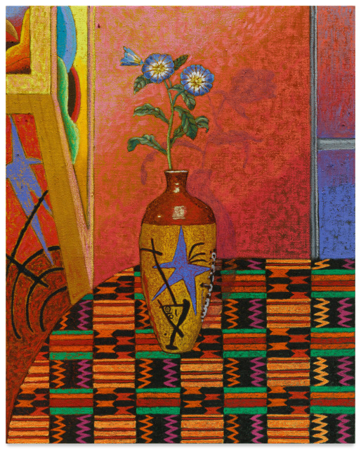 JJ Manford,  Still Life with Miro Vase and African Fabric, 2023
