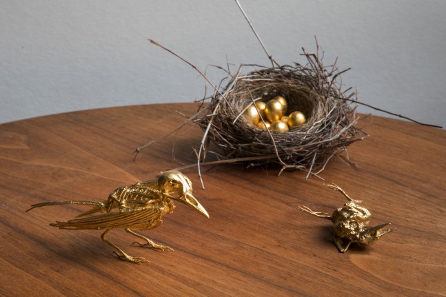 Noel Grunwaldt, ​Two Gold Birds with Nest, 2016