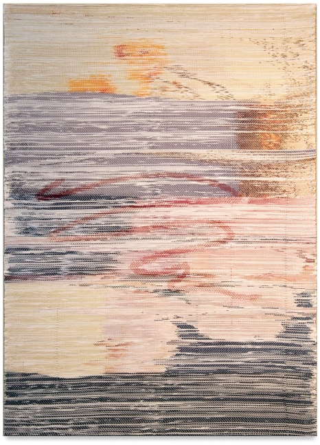 Margo Wolowiec
Sun King
2015
Dye-sublimation ink, fabric dye,&amp;nbsp;handwoven polyester, cotton, linen
38 x 28 in