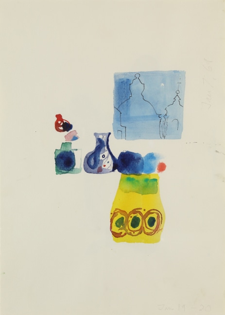 Untitled&amp;nbsp;(View from via della Vetrina), 1969, watercolor on paper, 19 1/2 x 15 1/2 inches

Available