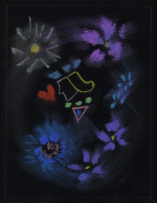 Loren MacIver, Untitled, c. 1940, pastel on black paper, 8 x 6 inches