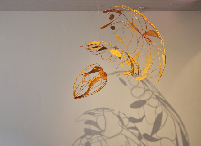 Bird Song II, 2009
Stainless steel, muslin dyed in areca nut, tamarind kernel, and lacquer
51" x 48" x 44"