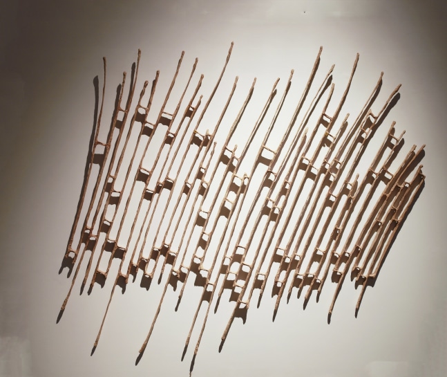 Lattice, 2016

Stainless steel, dyed muslin fabric and tamarind kernel paste

39&amp;rdquo; x 4&amp;quot;