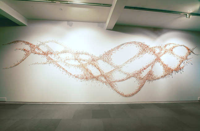 Morning Song, 2016
Lacquered wood and pigment
132" x 336'' x 5''