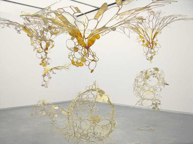 Sun-sneezers blow light bubbles, 2007-2008

Stainless steel, muslin cloth, tamarind kernel powder paste, lacquer

192&amp;quot; x 288&amp;quot; 168&amp;quot;