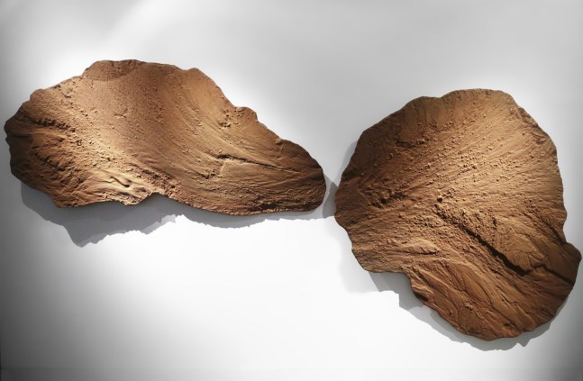 Under current, 2016
Pigment, soil and fiberglass
89 1/2”x 36”x 3” & 70 ”x 58 1/2”x 3” (In two parts )