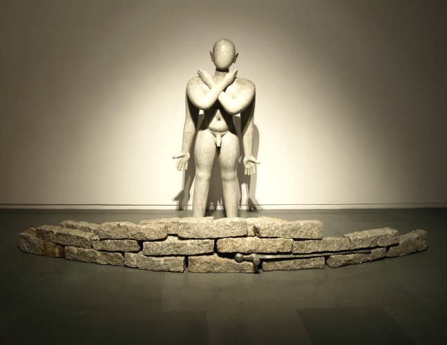 Dancer with four arms, 2007
Stone, fiberglass, marble dust & aluminum
140” x 43” x 73”    