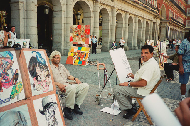 Al-An deSouza and Yong Soon Min
Tress/Pass: Plaza Mayor AdS, 1998/2024
Performance documentation, digital inkjet print
12" x 16"