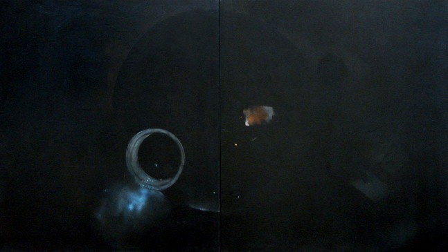 Dark Home, 2001
Oil, acrylic, charcoal and graphite on canvas
60" x 105"