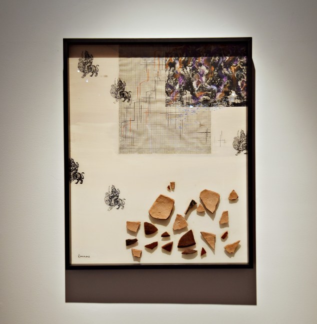 Tower of Babel, 1993

Terracotta and print on plexi, acrylic, indigo, earth pigment, pastel , and print on plastic pasted on board

27 3/4&amp;quot; x 22 1/2&amp;rdquo;