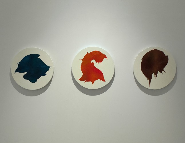 Atlas of Forms, 2015
Oil on canvas
 12" diameter (each of 3) 