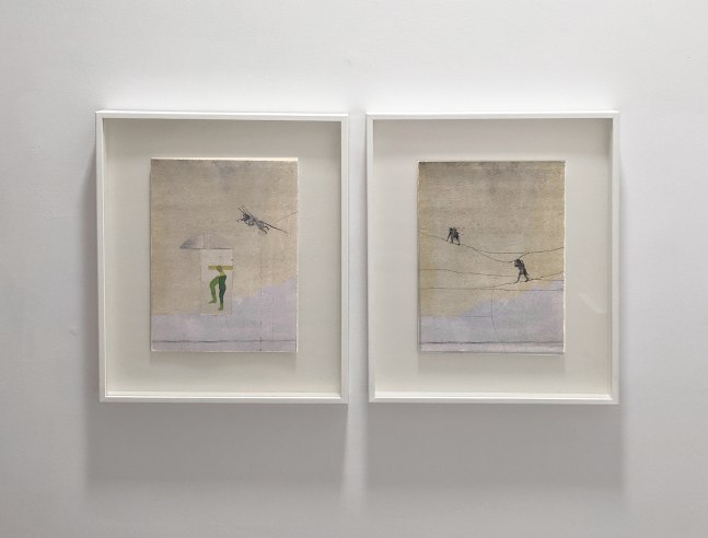 Trouble, 2021
Watercolor, gouache, graphite, ink, collage, archival pigment, archival paper  
17" x 13" (Each of 2) 