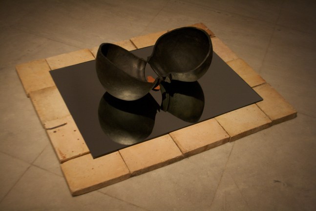 Rummana Hussain
Fragment from Splitting, 1993
Bricks, mirror, gheru, and terracotta
104.1 x 81.3 x 25.4 cm