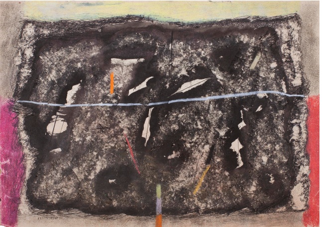 Untitled, 1977
Ink, pastel and poster paint on paper
18 3/4" x 24 3/4"